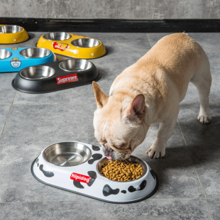 猫碗双碗猫食盆不锈钢狗食盆防打翻狗食碗饮水食盆小型犬宠物用品