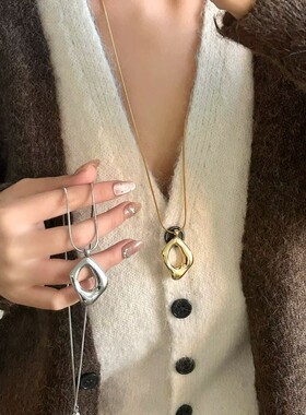 简约气质几何抽拉项链毛衣链女