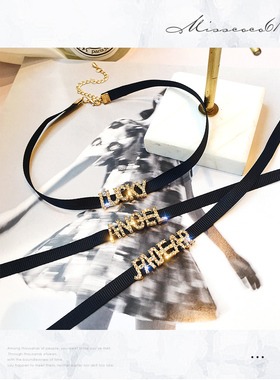 字母颈链项圈短款蹦迪脖子饰品