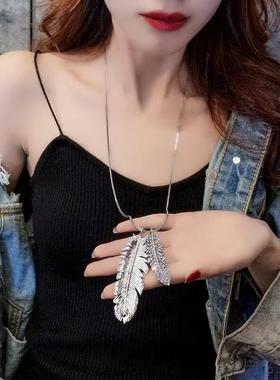 羽毛毛衣链长款挂件吊坠