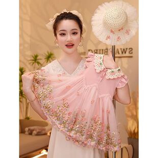 2026夏季新款女童公主裙刺绣碎花连衣裙夏款日常甜美夏草莓儿童裙