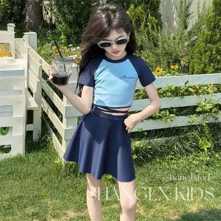 大童带防凸海绵垫 泳装 女童超好看沙滩泳衣2026新款 高颜值分体裙式