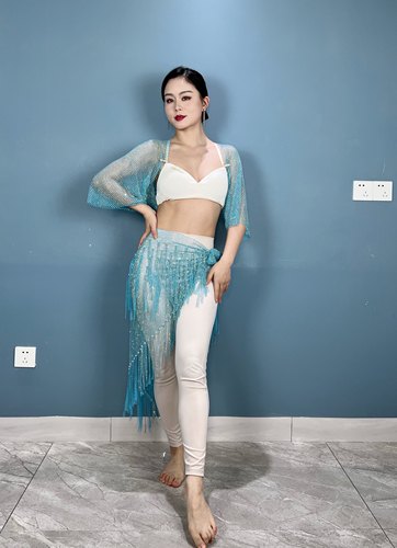 小妍家肚皮舞新款流苏臀巾腰链满钻豪华版Plus拉丁款表演屁帘