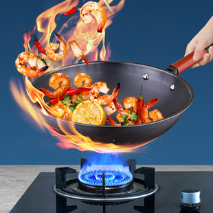 爱仕达32CM王朝大铁锅家用无涂层精铁炒菜锅老式平底CF32R1Q通用