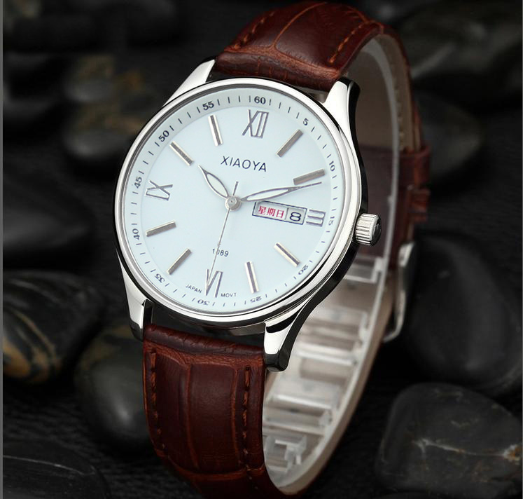 夜光休闲风黑色日历商务男士表