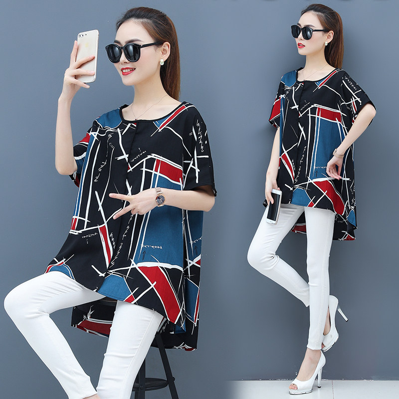 Large Scheming Belly Show thin Women's wear jacket mm Summer wear Easy Short sleeved Korean Edition Blousein the Women's clothing/Boutique , Large size women  category - from Buy2taobao.com to provide professional Taobao agent buy service