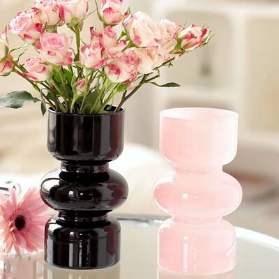 简约现代中古小众玻璃花瓶摆件