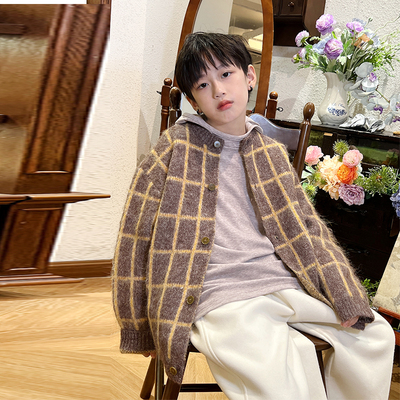 男童秋冬加厚毛衣针织开衫外套
