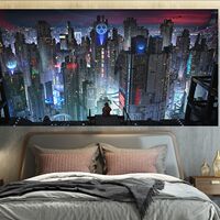 Cyberpunk trendy brand hanging fabric, InS-style background fabric, room and bedroom decoration wall fabric, student dormitory tapestry thumbnail 8