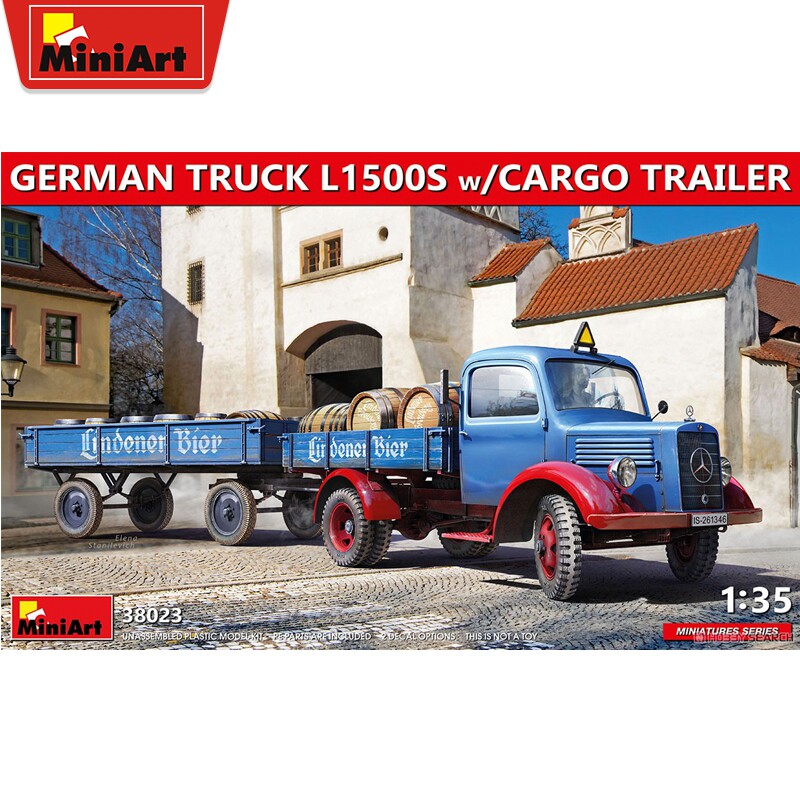 Miniart 1/35德国卡车L1500S 带货运拖车 拼装模型38023