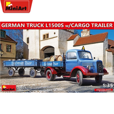 Miniart 1/35德国卡车L1500S 带货运拖车 拼装模型38023