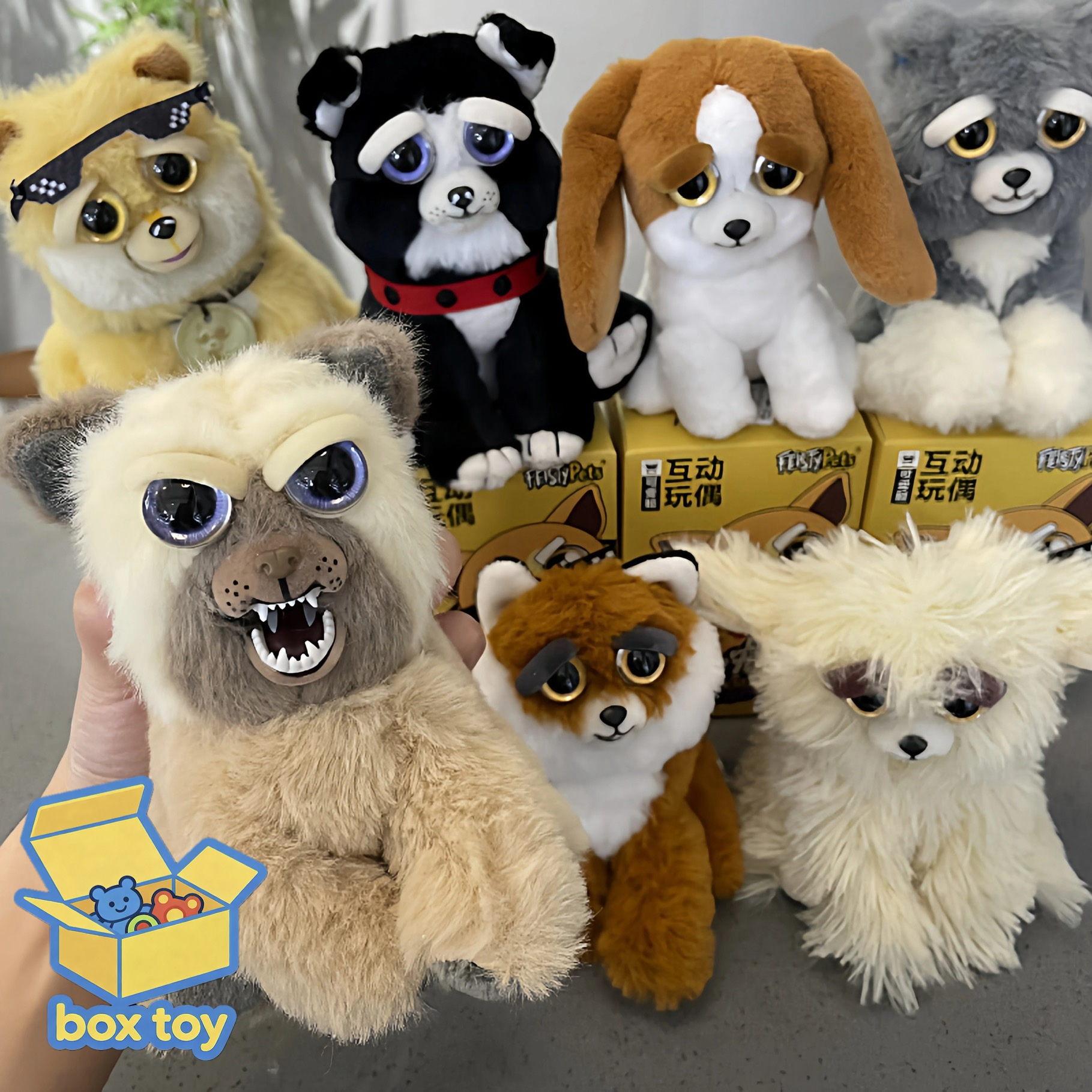 美国Feisty Pets正版变脸玩偶公仔犬仔系列盲盒可爱玩具挂件礼物