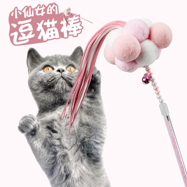 逗貂逗猫手工羽毛绒球流苏