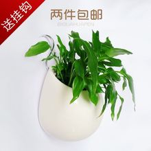 陽臺懸掛垂吊蘭花盆壁掛墻壁白色吊盆綠蘿佛珠陶瓷水培花盆吊籃