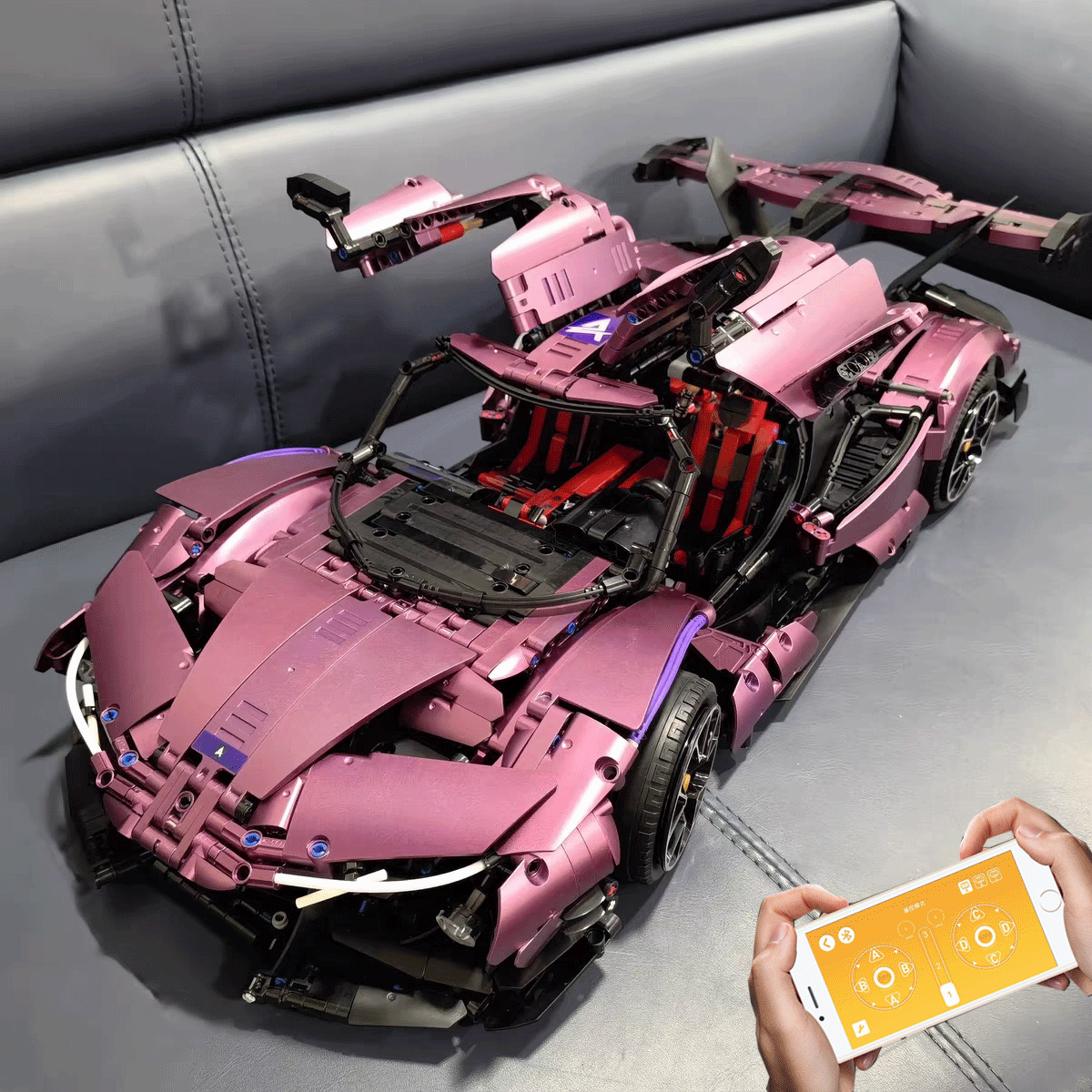 阿波罗跑车机械组高难度中国积木巨大型赛车拼装益智男孩玩具