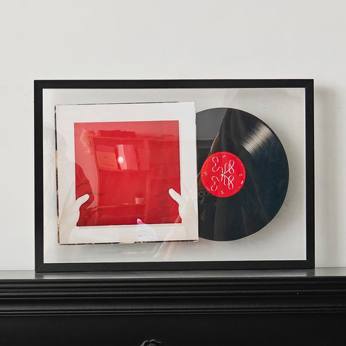 肖战黑胶唱片双面透明装裱框相框音乐CD专辑收纳框实木挂墙展示架