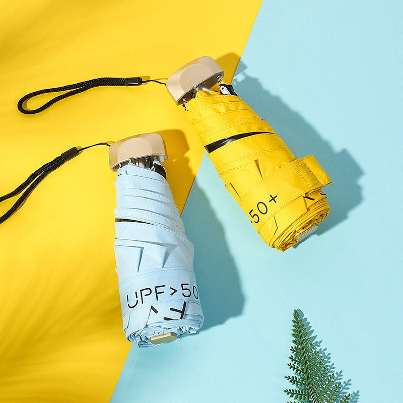 胶囊太阳伞女防晒防紫外线遮阳晴雨伞两用迷你五折叠超轻小巧便携