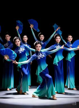 古典舞演出服女飘逸2026新款民族扇子伞舞蹈服装广场舞秧歌服套装
