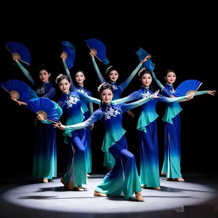 古典舞演出服女飘逸2026新款民族扇子伞舞蹈服装广场舞秧歌服套装