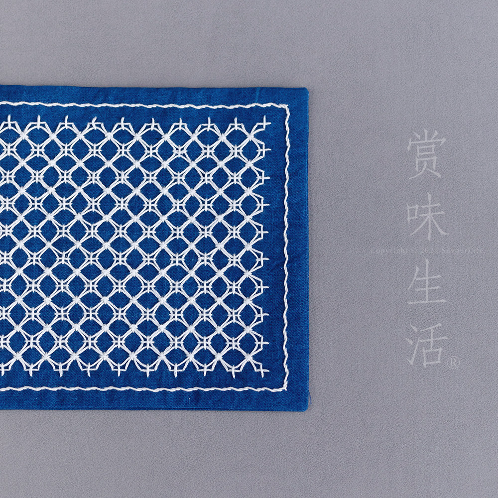 刺子绣茶席材料包紫阳花刺纹 茶垫刺绣手工diy初学新手自绣材料包