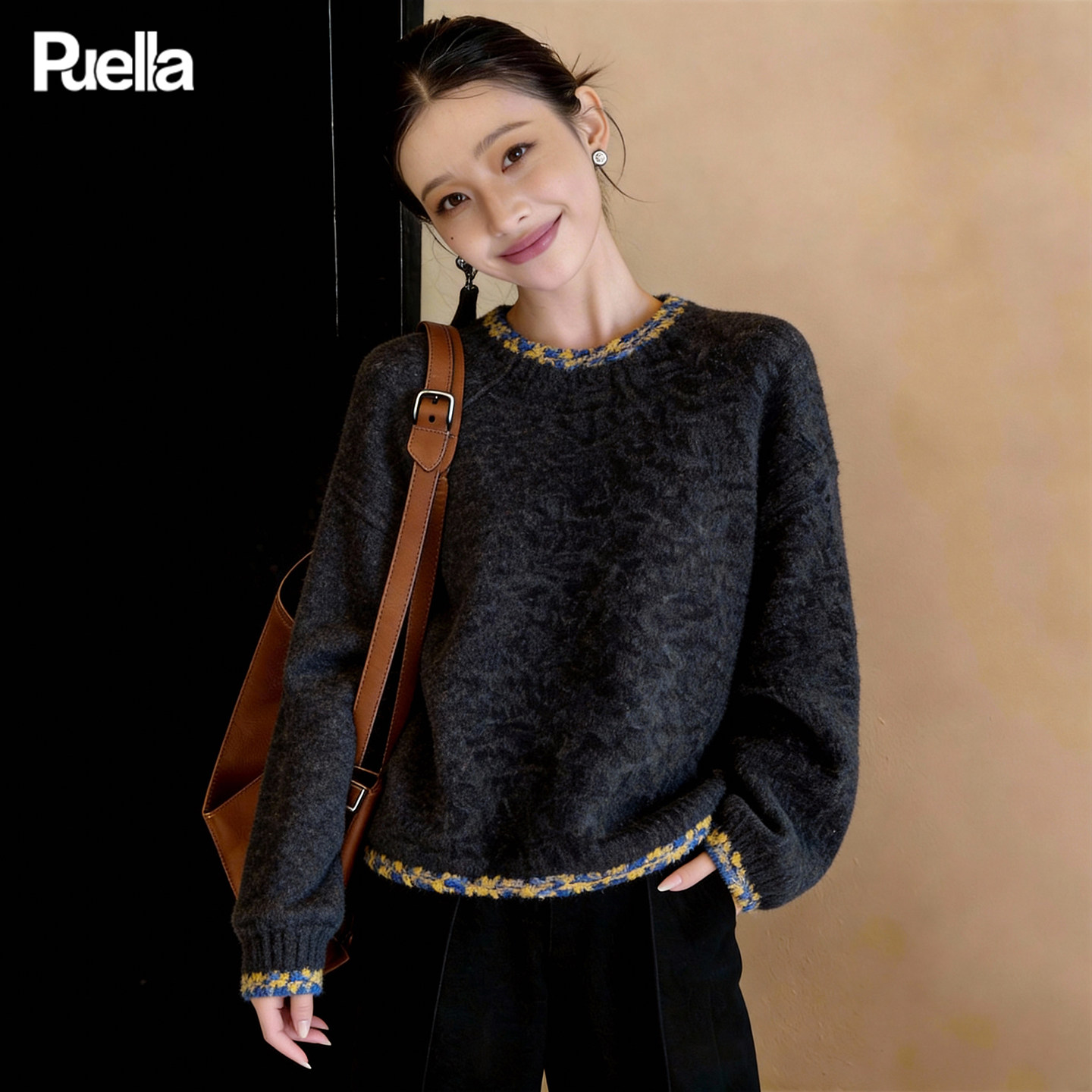 拉夏贝尔Puella2025秋冬甜美小香风撞色软糯圆领针织衫打底毛衣女,女装/女士精品,羊绒衫,淘宝优惠券,粉丝福利购,淘宝优惠卷
