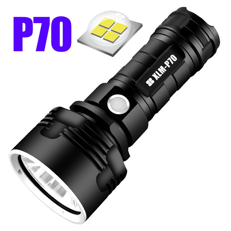P70 四核超亮手电筒强光可充电户外家用LED远射照明探照灯大功率