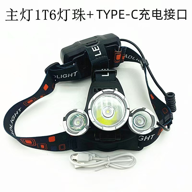 可换电池LED头灯18650超长续航T6强光户外爆闪远射户外工作照明