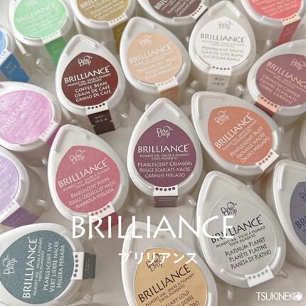 日本TSUKINEKO月猫BRILLIANCE水滴印台BD珠光色手账速干水性印泥