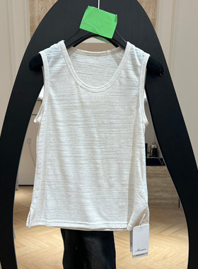 欧洲站2026春季新款时尚极简亚麻风条纹无袖背心女款欧货65074