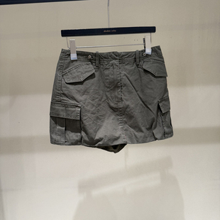 欧洲站2026春季新款高腰纯棉工装风内衬多口袋半身裙女款欧货3524