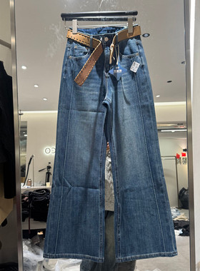 欧洲站2026春季新款时尚高腰配腰带修身微喇牛仔裤女款欧货612010