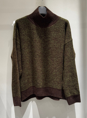 欧洲站2025冬季新款复古高领慵懒风百搭羊毛针织衫女款欧货25626