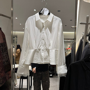 新款 女款 时尚 衬衫 欧货323 翻领收腰荷叶摆长袖 欧洲站2026春季