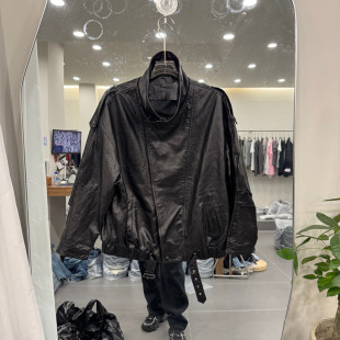 立领绵羊皮收腰皮衣短款 时尚 外套女欧货26002 新款 欧洲站2026春季