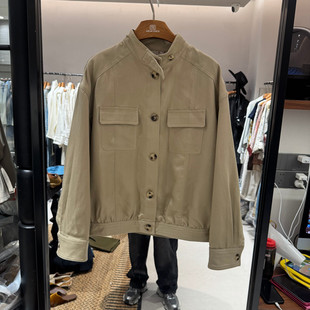 欧洲站2026春季新款时尚立领单排扣工装风短款外套女款欧货6098G