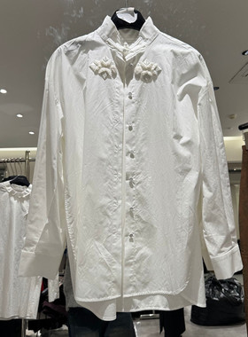 欧洲站2026春季新款时尚立领立体花朵衬衫上衣长款女款欧货251112