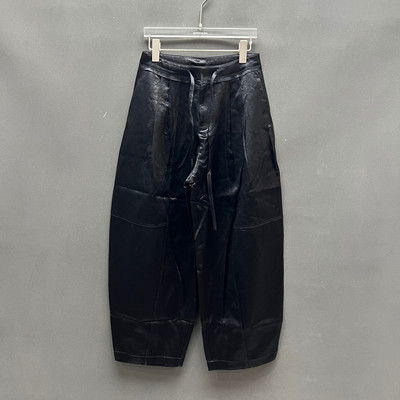 欧洲站春季新款高腰抽绳弯刀裤女