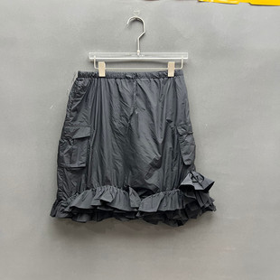 欧洲站2026春季新款时尚松紧腰抽绳荷叶边工装风半身裙女款欧货