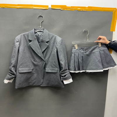 欧洲站2026春翻领西装裙套装女