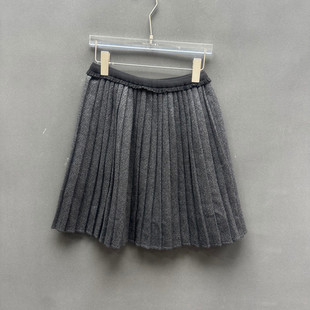 高腰纯色简约毛呢百褶半身裙女款 时尚 欧货7035 新款 欧洲站2025冬季