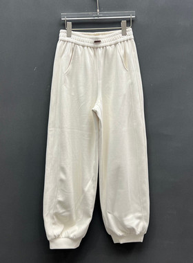 欧洲站2025冬季新款时尚松紧腰抽绳束脚纯色休闲卫裤女欧货251035