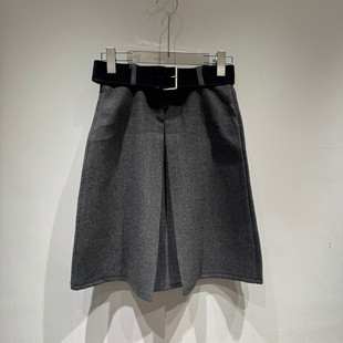 高腰配腰带纯色风A字半身裙女款 时尚 欧货2558 新款 欧洲站2025冬季
