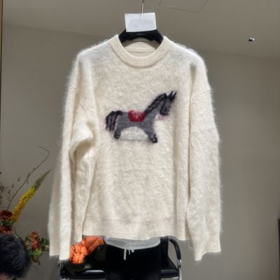 冬季卡通小马长毛绒大码女针织衫