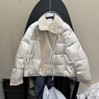 欧洲站2025冬新款皮毛拼接羽绒服