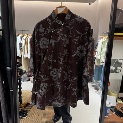 欧洲站2026春文艺印花长袖衬衫