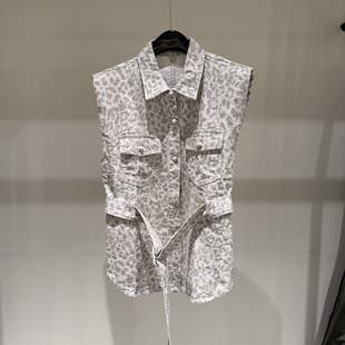 翻领配腰带小香风印花马甲女款 时尚 欧货9602 新款 欧洲站2026春季