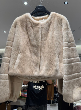 欧洲站2025冬季新款时尚圆领长袖纯色简约皮草外套女款欧货潮913