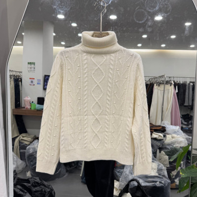 欧洲站高领麻花羊绒针织毛衣女款