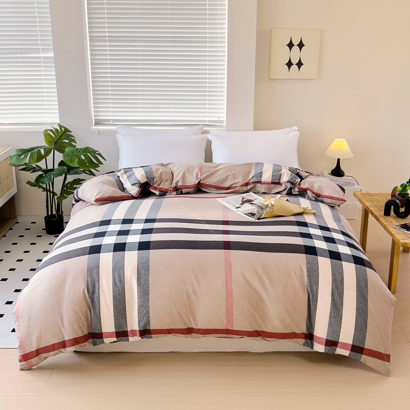 全棉水洗棉格子被套单件1.5米定做订制加大纯棉双人被罩180x200cm