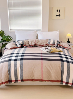 全棉水洗棉格子被套单件1.5米定做订制加大纯棉双人被罩180x200cm